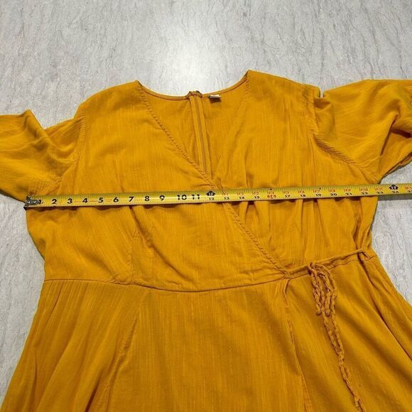 Old Navy Yellow Tie Waist Short Sleeve Midi Cotton Rayon Dress Women's Size 1X - Picture 12 of 15